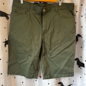 Green Flat Front Knee-Length Shorts